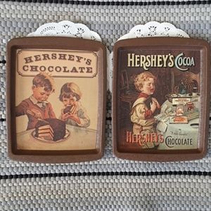 (2) HERSHEY 1982 Tin Trays Made in ENGLAND